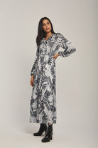 داليدرس فستان نسائي مشجر بكرانيش عالصدر أسود