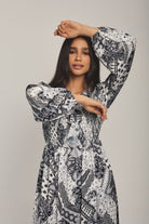 داليدرس فستان نسائي مشجر بكرانيش عالصدر أسود