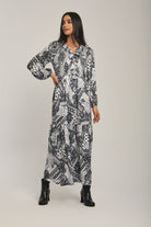 داليدرس فستان نسائي مشجر بكرانيش عالصدر أسود