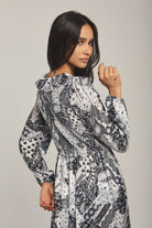 داليدرس فستان نسائي مشجر بكرانيش عالصدر أسود