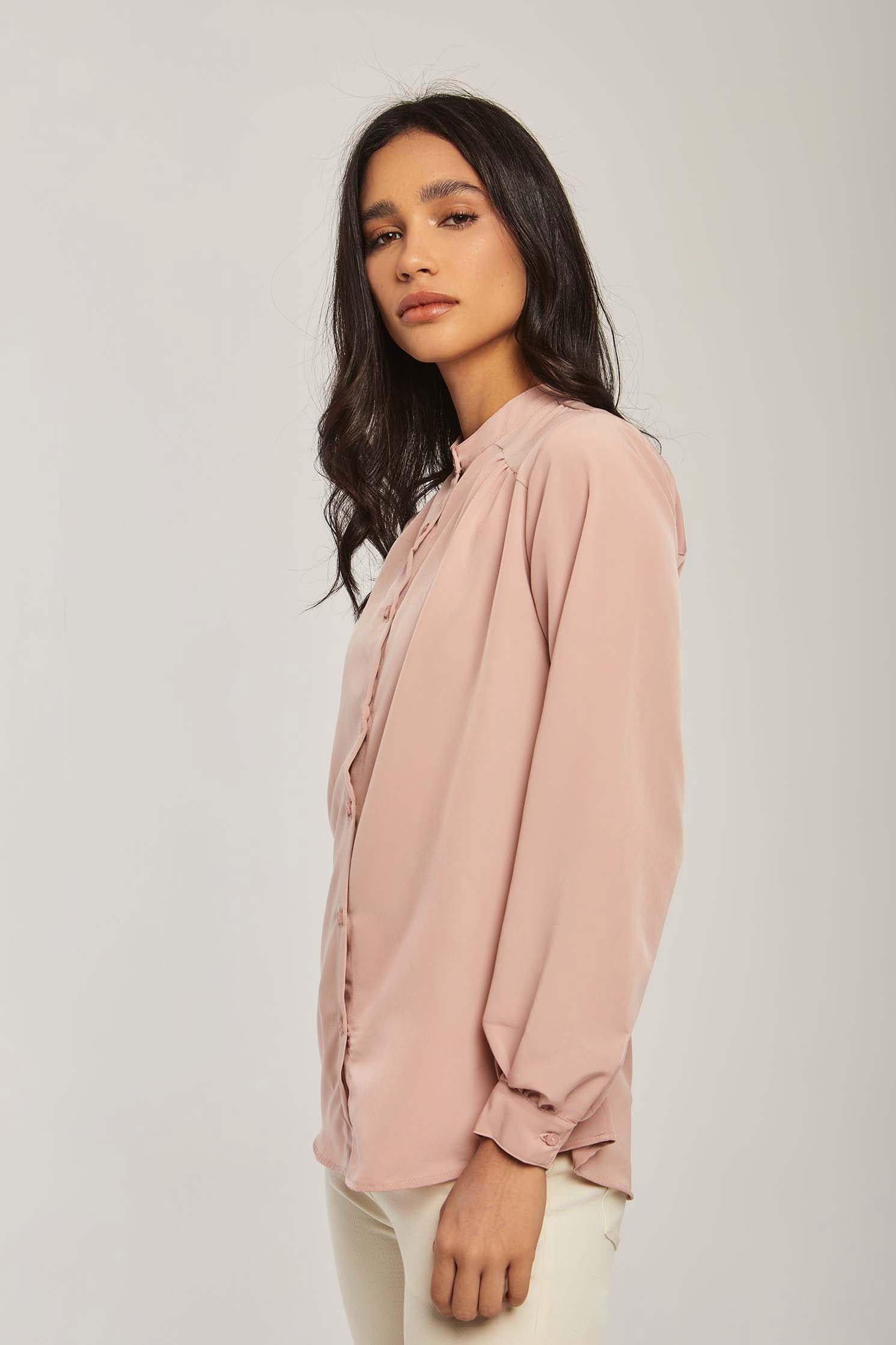 داليدرس قميص نسائي باازرار سادة وردي