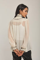 داليدرس بلوزة نسائي شيفون بكرانيش أبيض