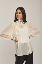 داليدرس بلوزة نسائي شيفون بكرانيش أبيض