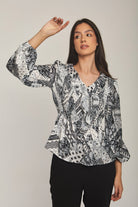 داليدرس بلوزة نسائية مزخرفة بكرانيش أسود