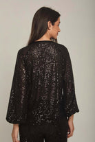 داليدرس بلوزة نسائية بترتر سهرة لميع أسود