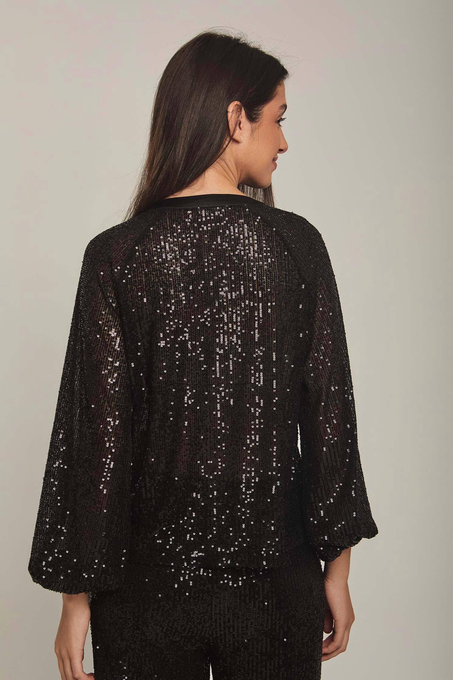 داليدرس بلوزة نسائية بترتر سهرة لميع أسود