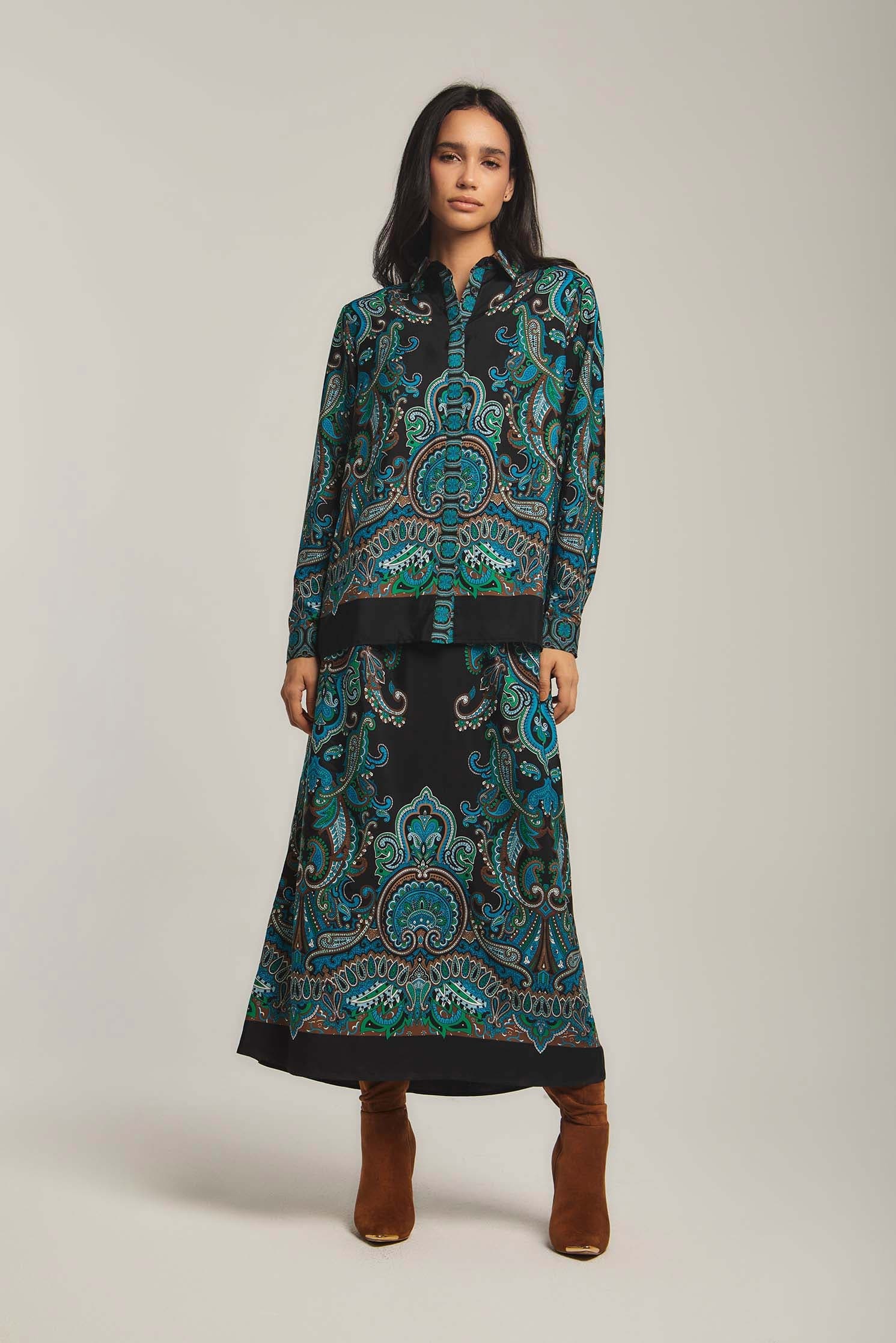 داليدرس تنورة نسائية بخصر مرتفع ميدي متعدد الألوان