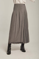 داليدرس تنورة نسائية ميدي بكسرات رمادي