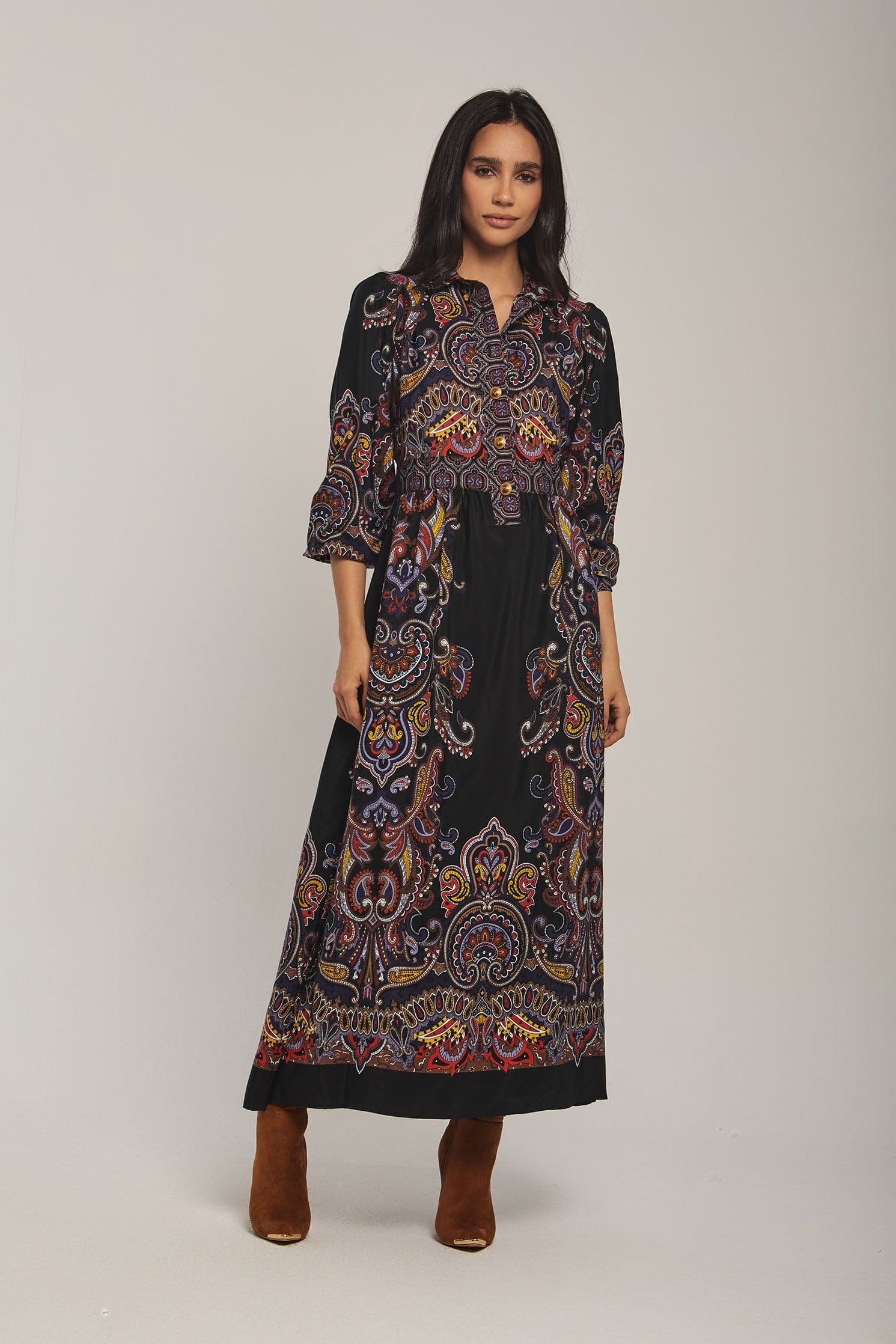 داليدرس فستان نسائي مشجر مطرز متعدد الألوان