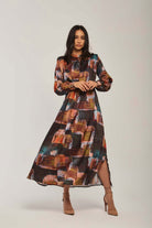 داليدرس فستان نسائي ميدي منقوش كم طويل متعدد الألوان