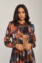 داليدرس فستان نسائي ميدي منقوش كم طويل متعدد الألوان