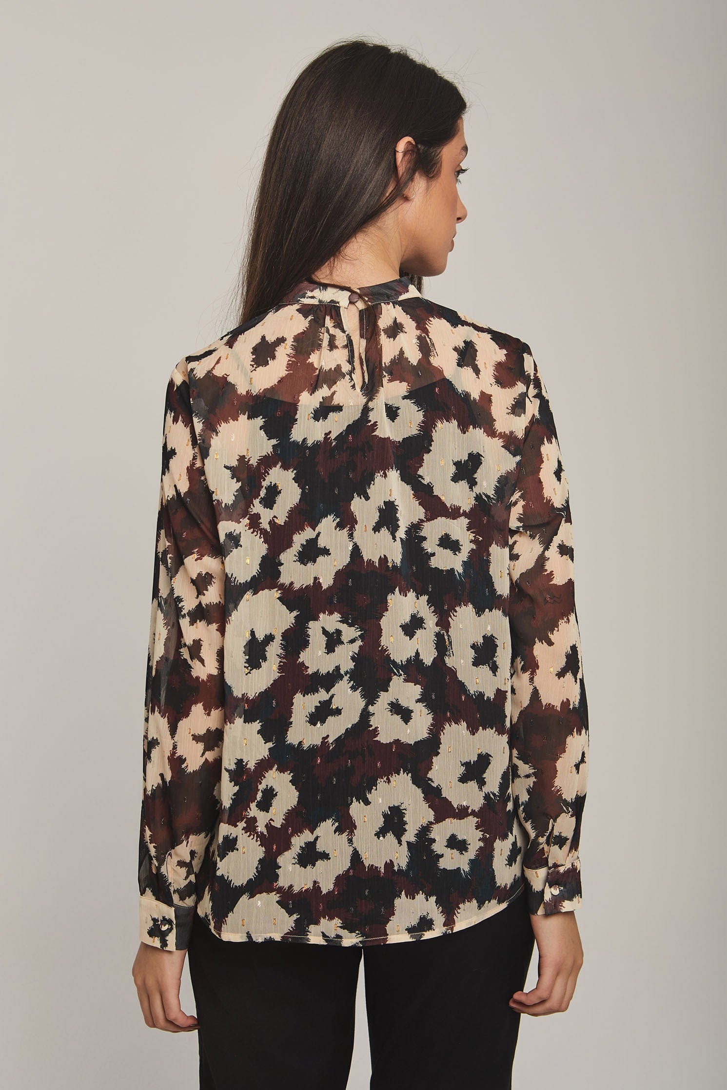 داليدرس بلوزة نسائية شفون مشجرة مطبوعة