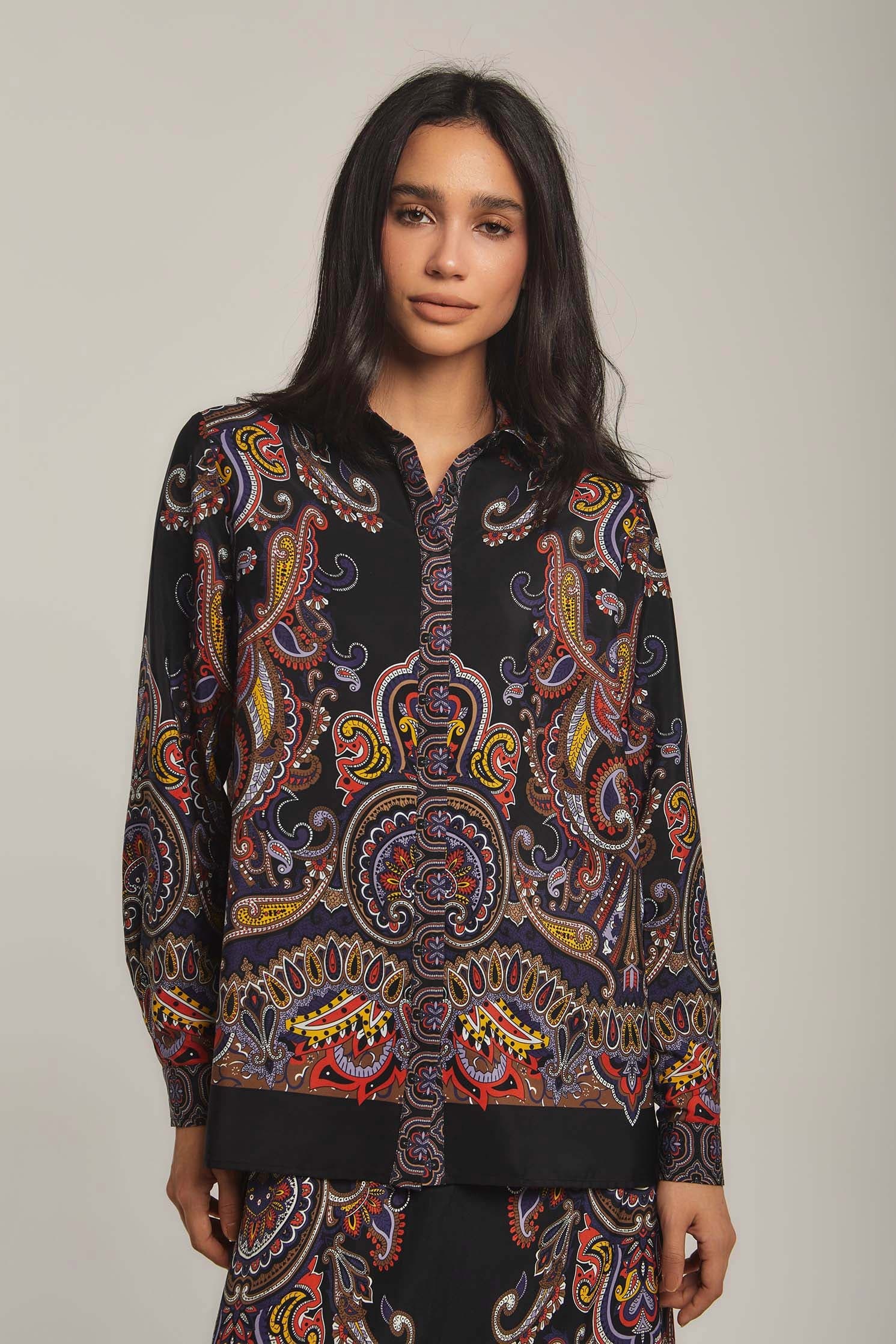 داليدرس بلوزة نسائية مزخرفة شيفون متعدد الألوان