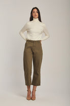 داليدرس بنطلون نسائي قصير واسع جينز زيتوني