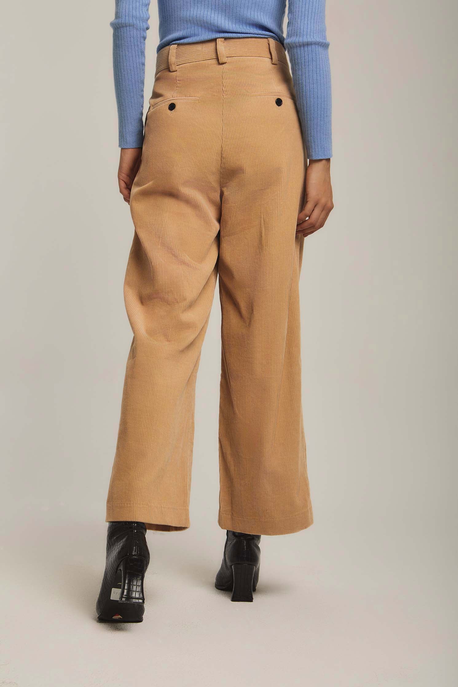 داليدرس بنطال نسائي مضلع بكسرات أصفر شاحب