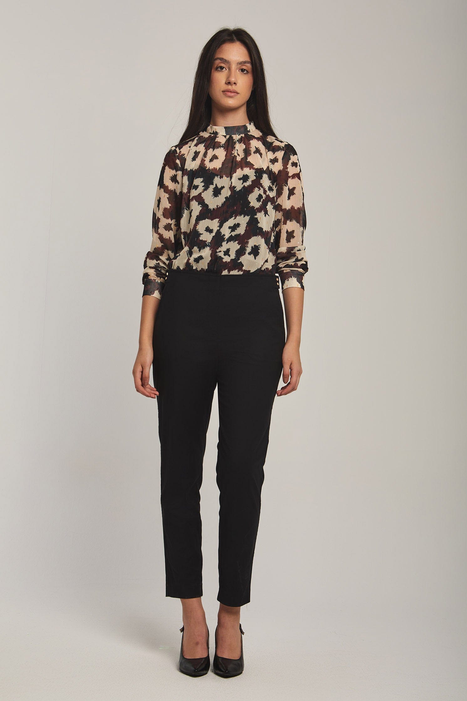 داليدرس بنطال نسائي رمي سادة بأزرار على الجانبين أسود