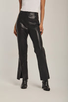 داليدرس بنطال نسائي جلد واسع من الأسفل أسود