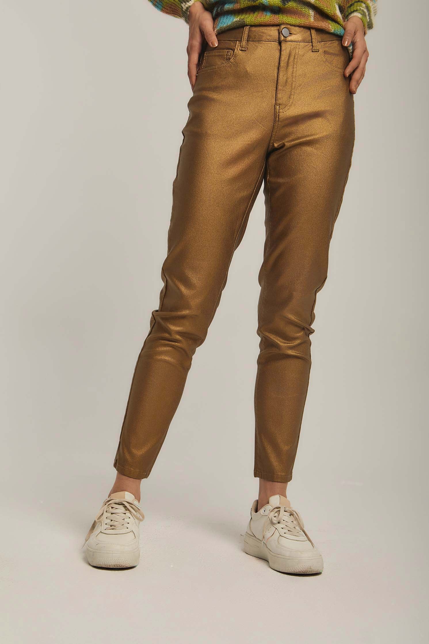 داليدرس بنطال نسائي ذهبي لامع ذهب