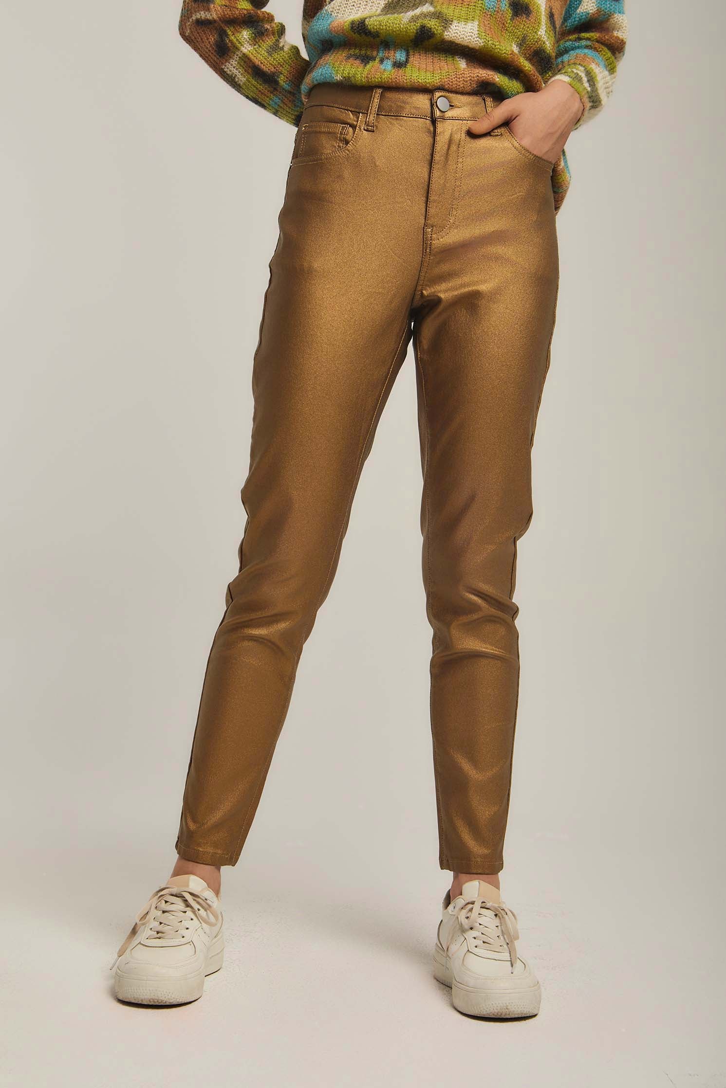 داليدرس بنطال نسائي ذهبي لامع ذهب