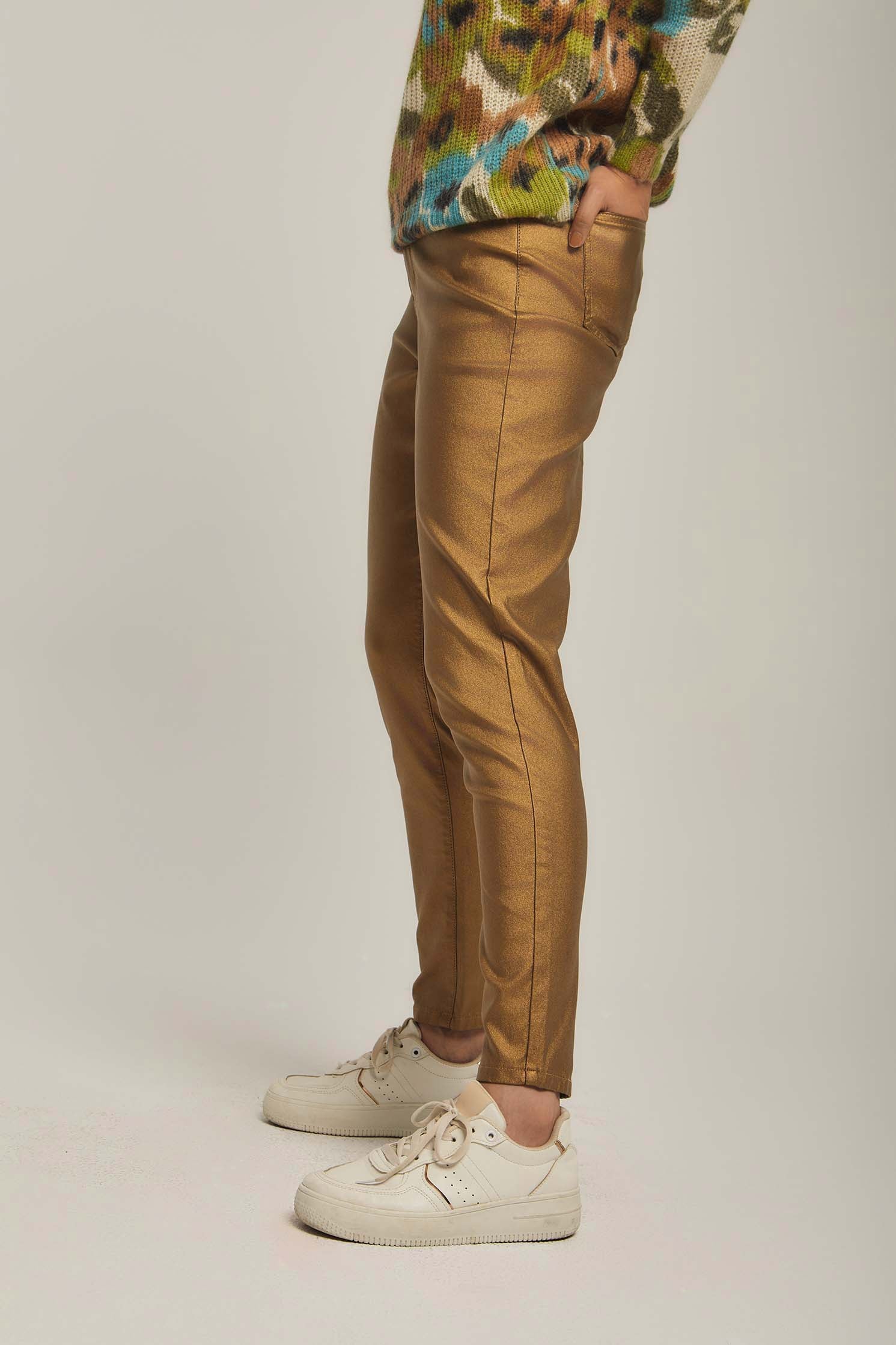 داليدرس بنطال نسائي ذهبي لامع ذهب