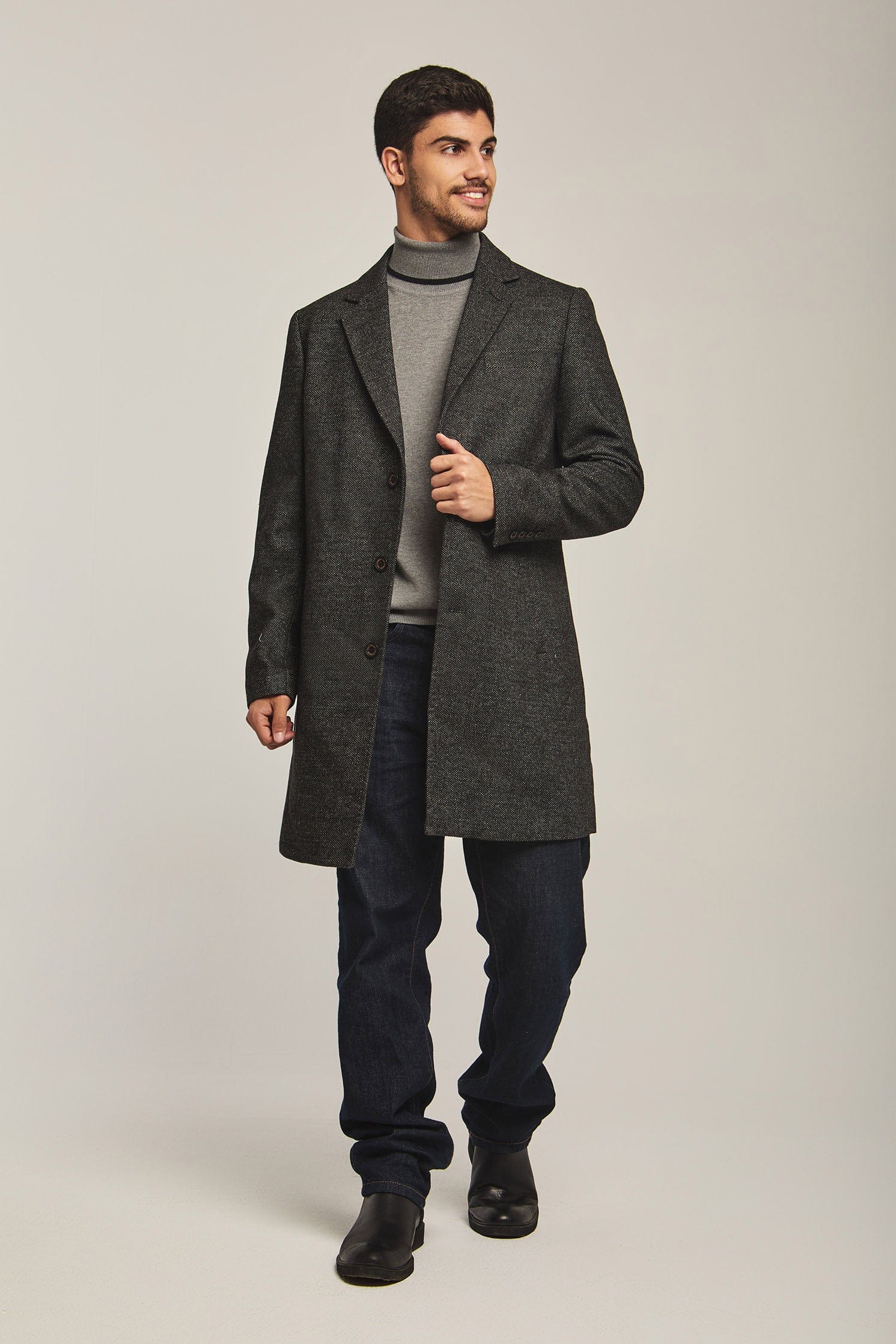 داليدرس بالطو رجالي طويل سادة أسود