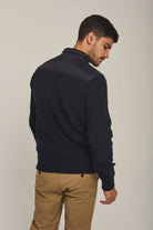 داليدرس جاكت رجالي بسوسته واكمام قماش أزرق كحلي غامق