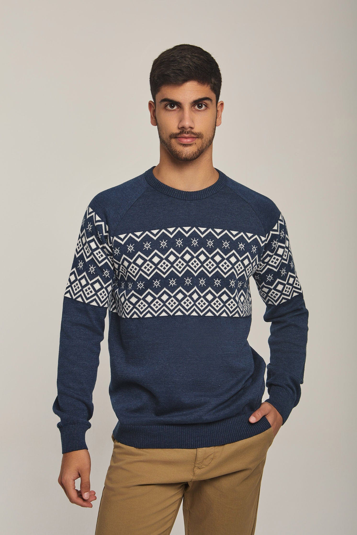 داليدرس بلوفر رجالي منقوش أزرق جينز