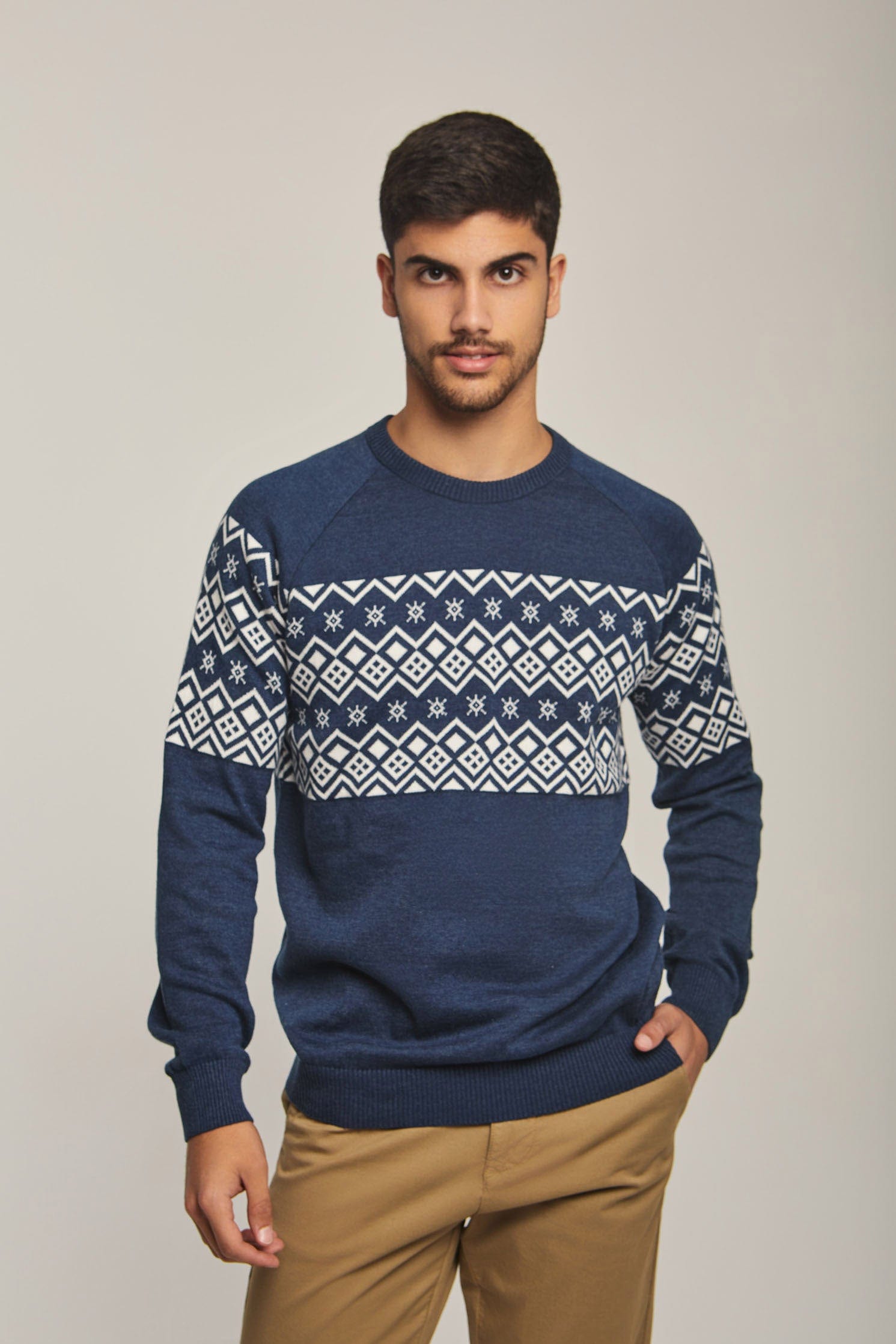 داليدرس بلوفر رجالي منقوش أزرق جينز