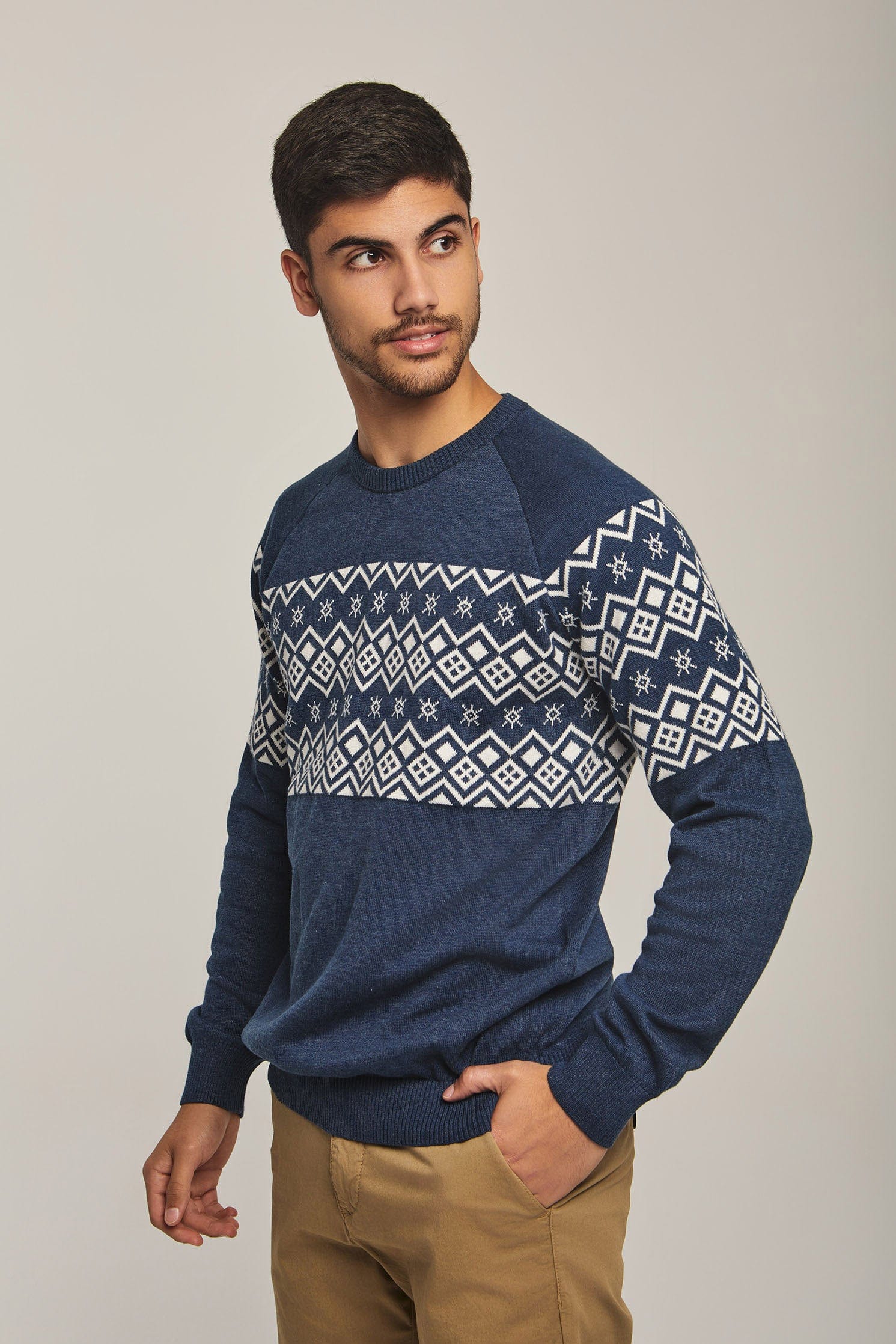 داليدرس بلوفر رجالي منقوش أزرق جينز