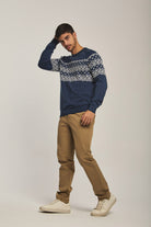 داليدرس بلوفر رجالي منقوش أزرق جينز