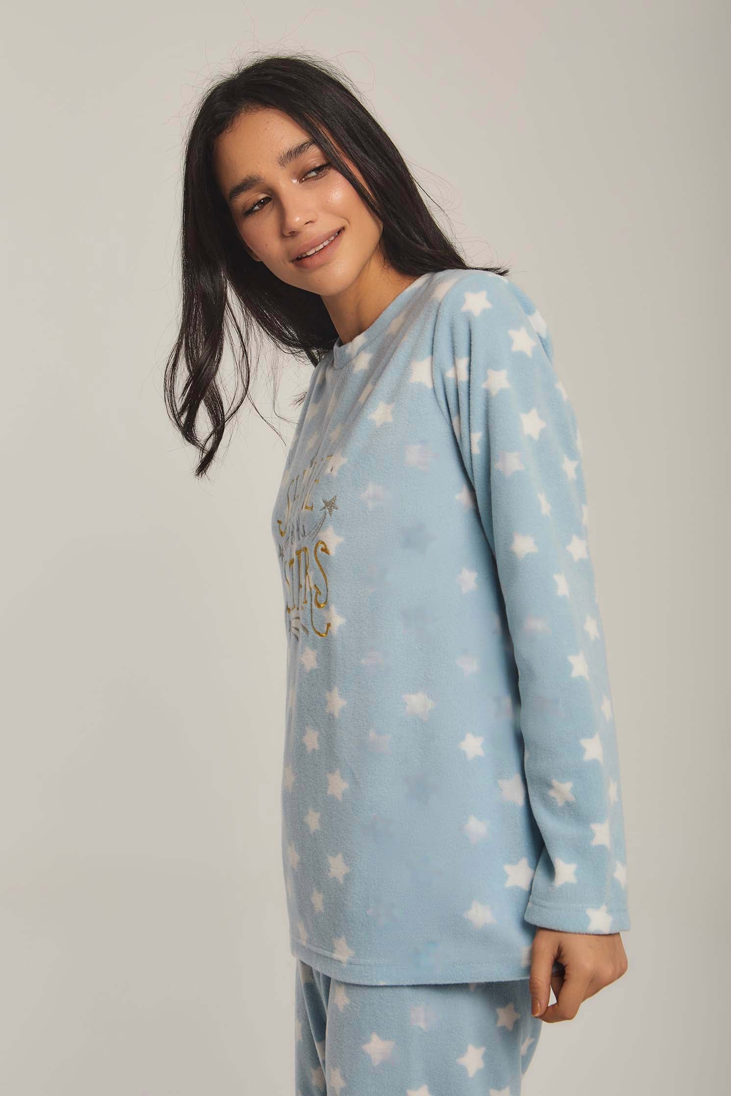 داليدرس بيجامة نسائية بنمط نجوم أزرق فاتح