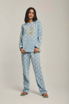 داليدرس بيجامة نسائية بنمط نجوم أزرق فاتح