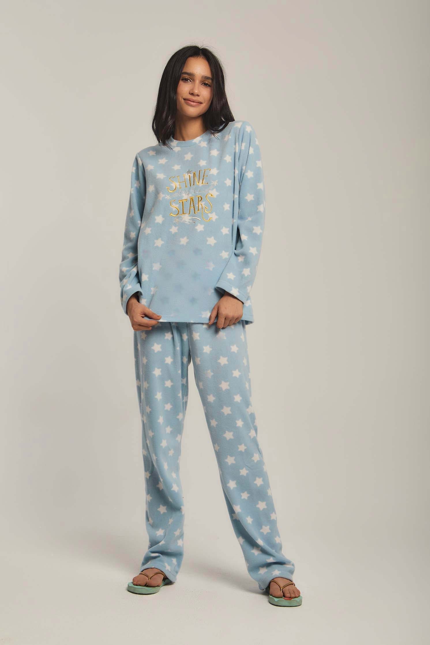 داليدرس بيجامة نسائية بنمط نجوم أزرق فاتح