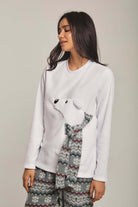 داليدرس بيجامة نسائية بتطريز حيوان أخضر غامق