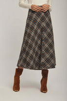 داليدرس تنورة نسائية ميدي منسوجة متعدد الألوان