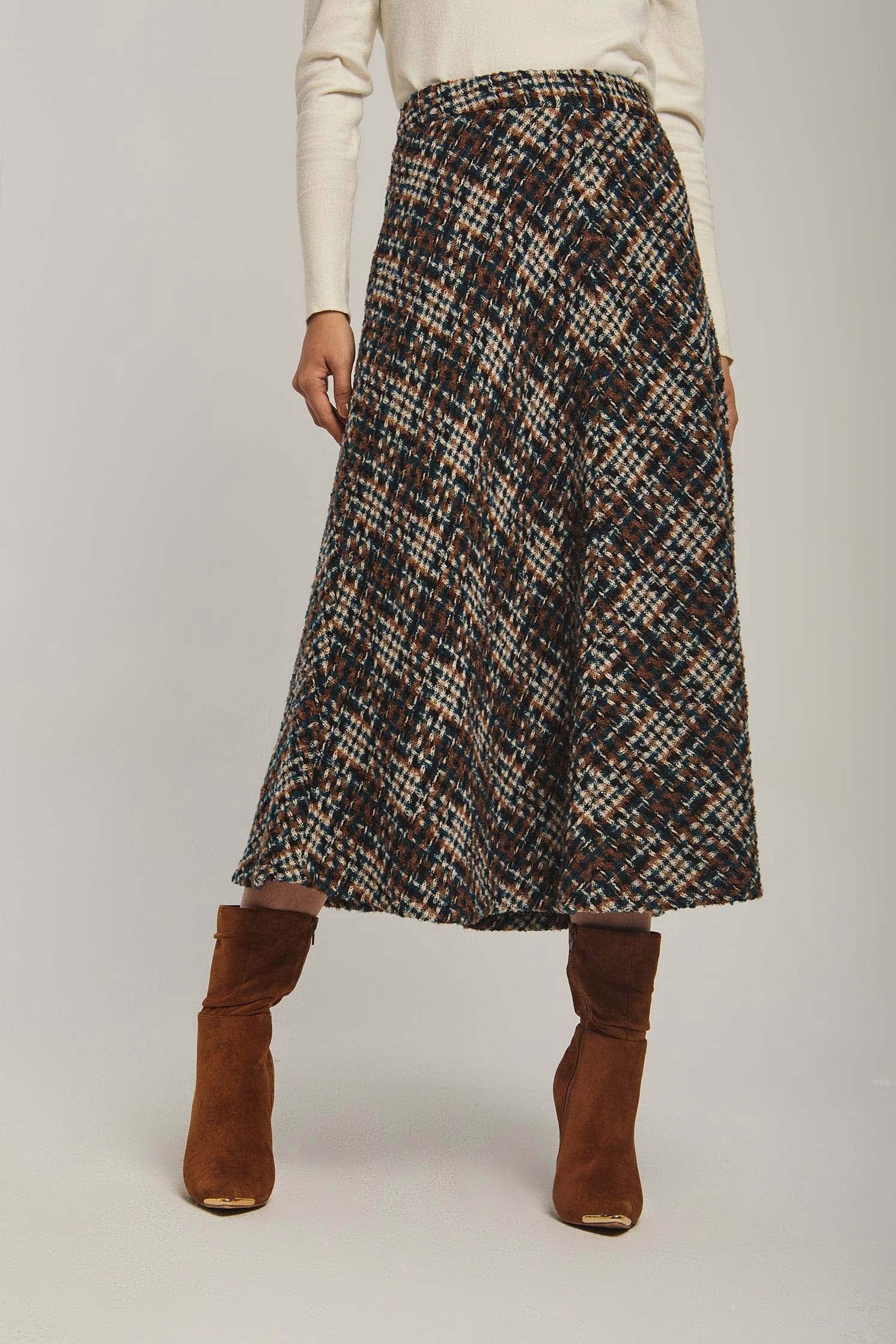 داليدرس تنورة نسائية ميدي منسوجة متعدد الألوان