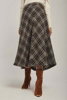 داليدرس تنورة نسائية ميدي منسوجة متعدد الألوان