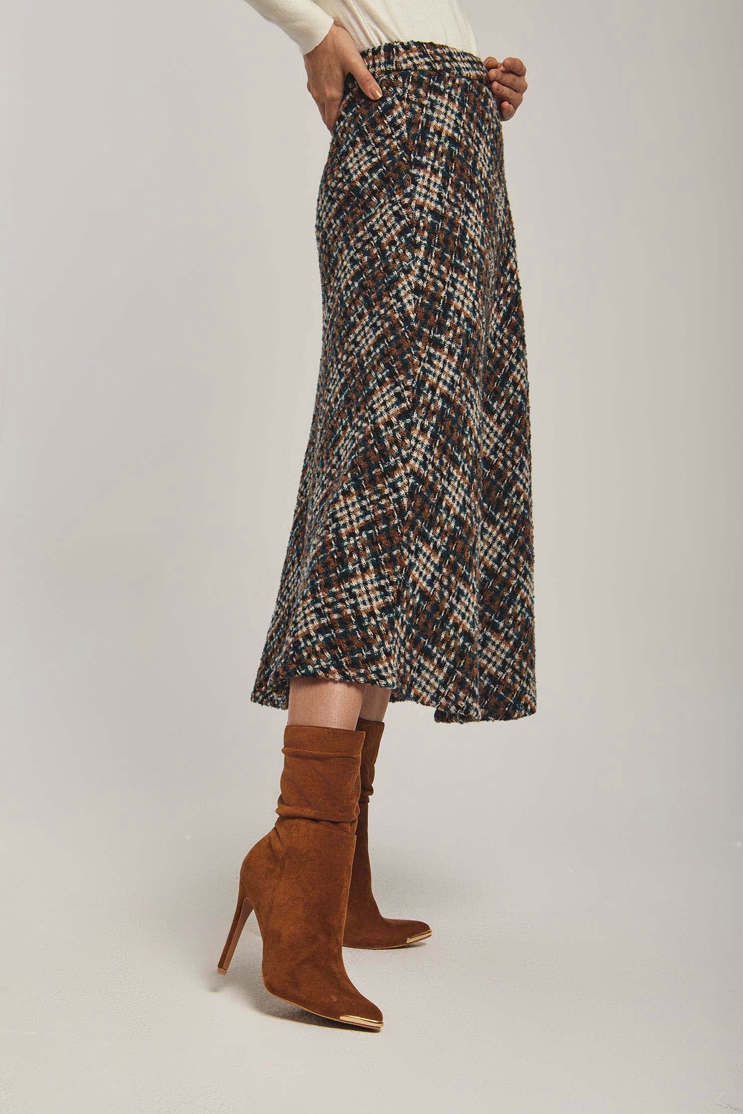 داليدرس تنورة نسائية ميدي منسوجة متعدد الألوان