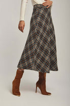 داليدرس تنورة نسائية ميدي منسوجة متعدد الألوان