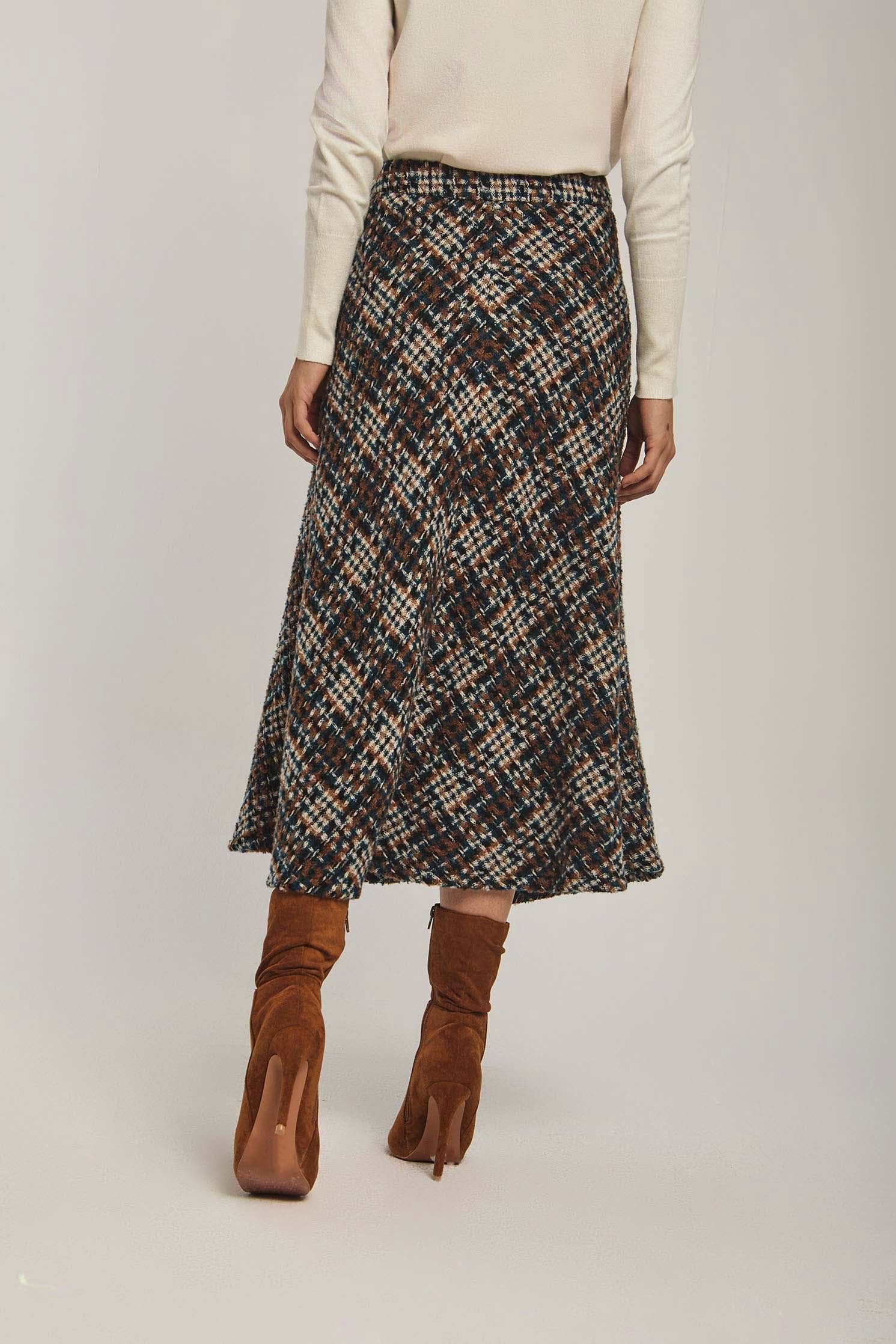 داليدرس تنورة نسائية ميدي منسوجة متعدد الألوان