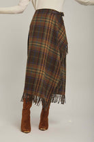 داليدرس تنورة نسائية لف كاروهات ميدي متعدد الألوان