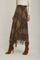 داليدرس تنورة نسائية لف كاروهات ميدي متعدد الألوان