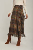 داليدرس تنورة نسائية لف كاروهات ميدي متعدد الألوان