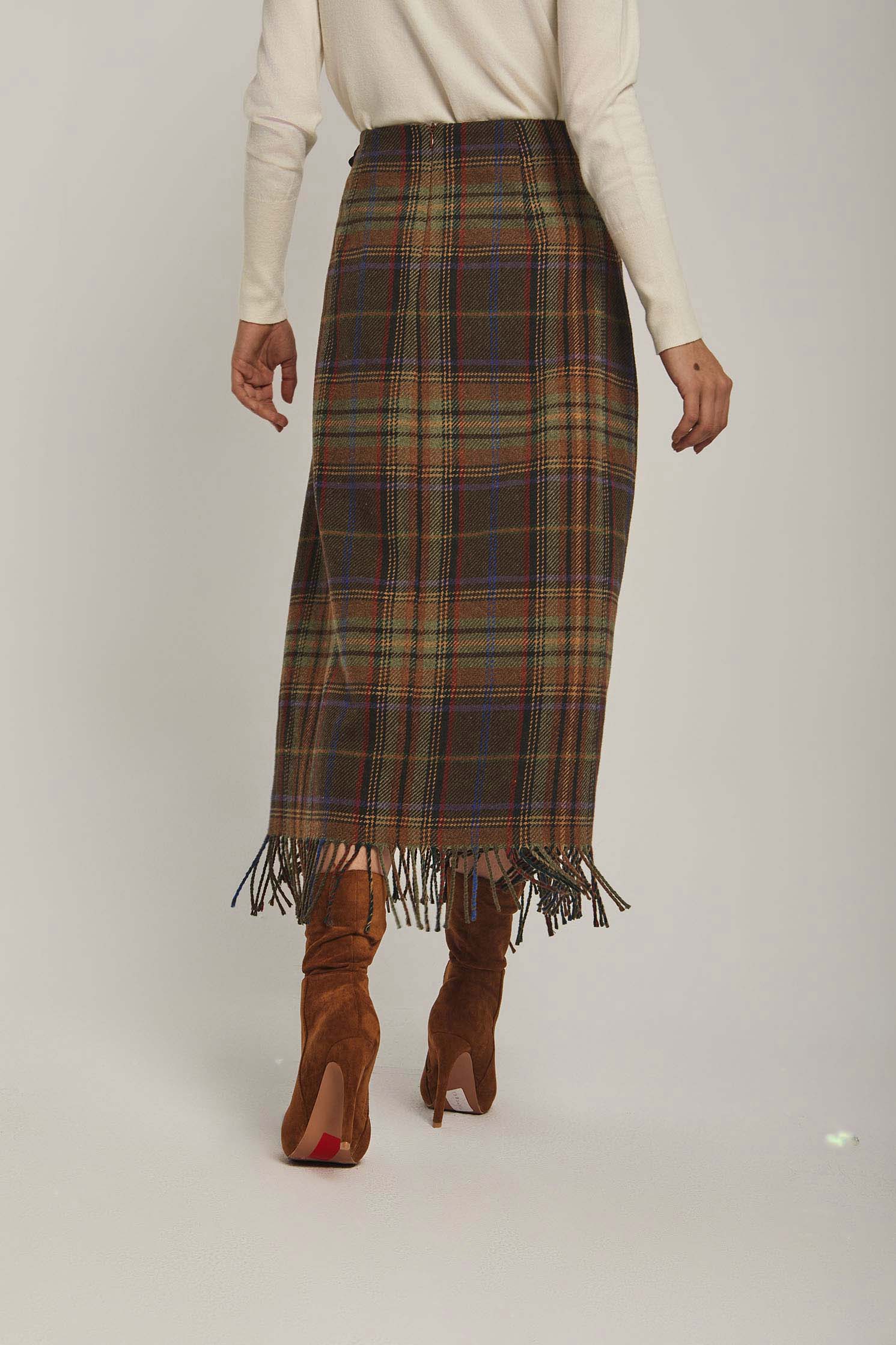 داليدرس تنورة نسائية لف كاروهات ميدي متعدد الألوان