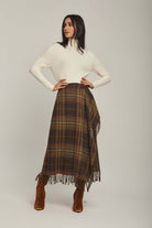 داليدرس تنورة نسائية لف كاروهات ميدي متعدد الألوان