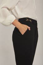 داليدرس بنطال نسائي سادة رسمي واسع من الأسفل أسود