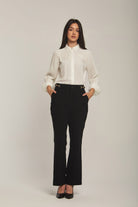 داليدرس بنطال نسائي سادة رسمي واسع من الأسفل أسود