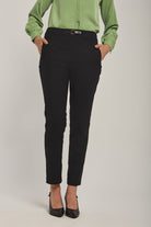 داليدرس بنطال نسائي ضيق رسمي بتوكة على الخصر أسود