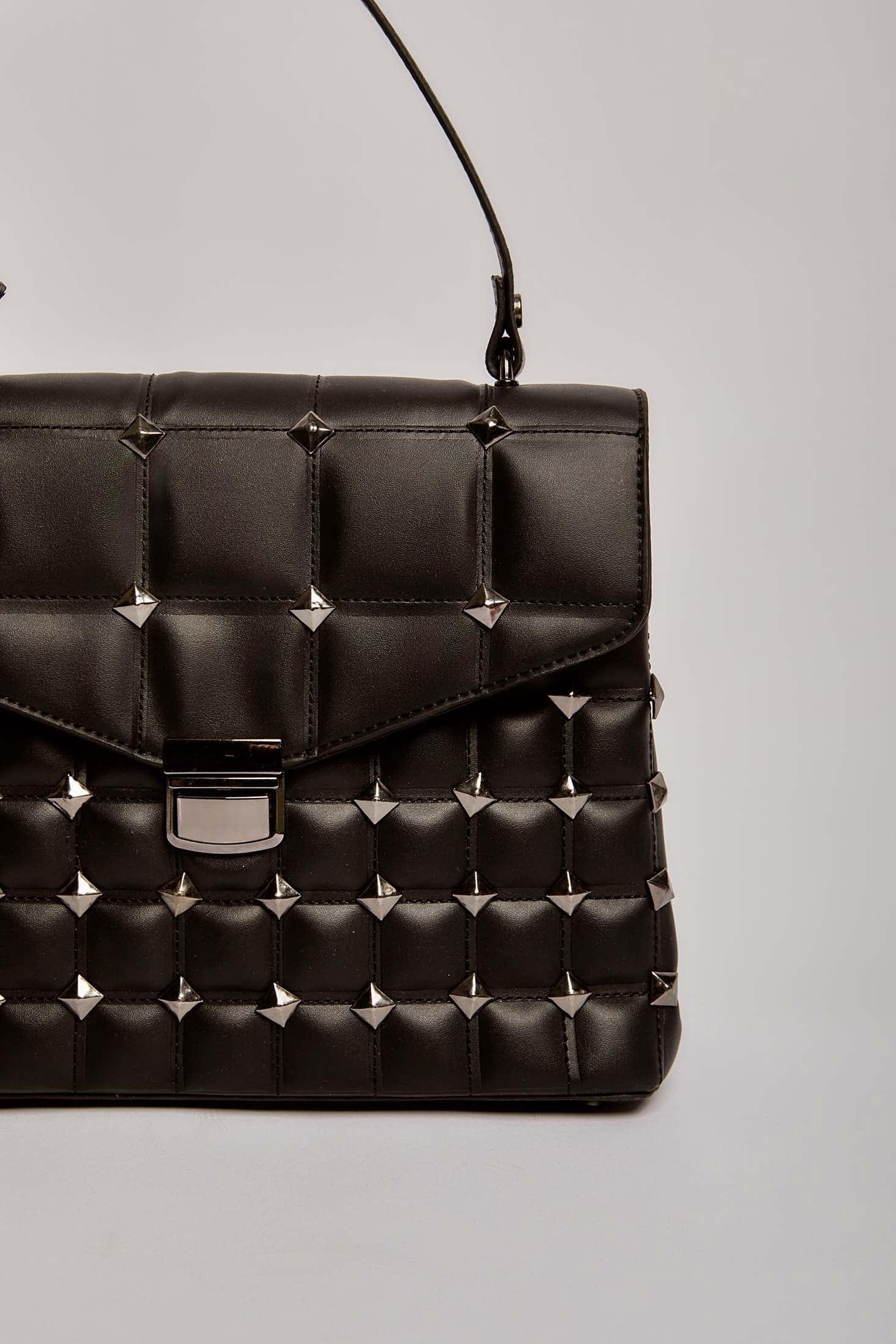 داليدرس شنطة حجلد نسائي مضلعة بكبسول أسود