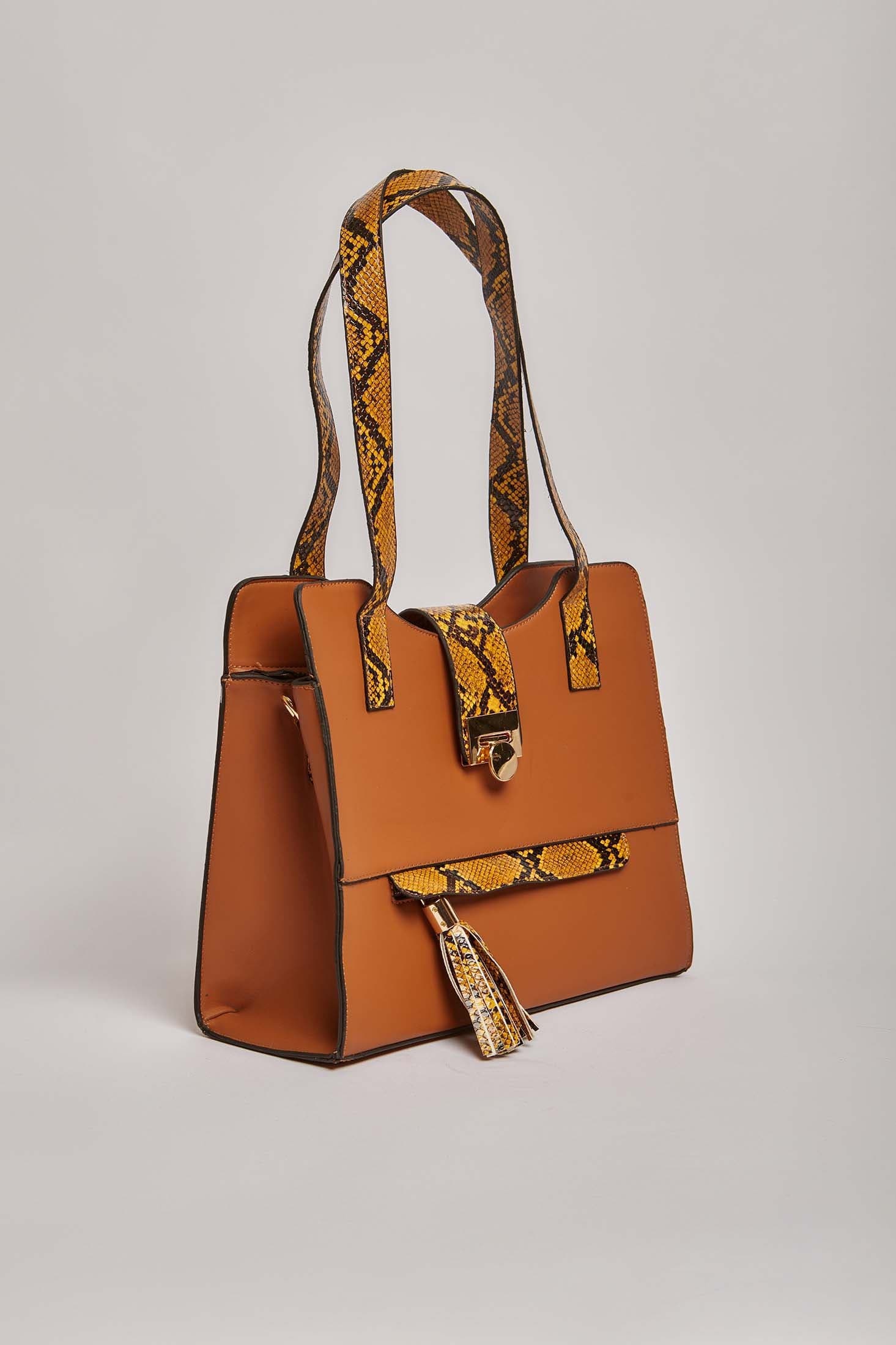 داليدرس شنطة نسائي جلد بنقش جلد ثعبان عاليد جملي